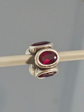 Authentic Pandora Retired Red Oval Lights Charm with Synthetic Ruby – 790311SRU